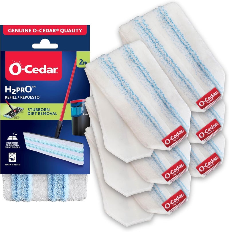 o cedar Genuine H2prO Mop Pads (Pack of 6) | Machine Washable | Reusable | Microfiber Mop Head Replacements - Image 1
